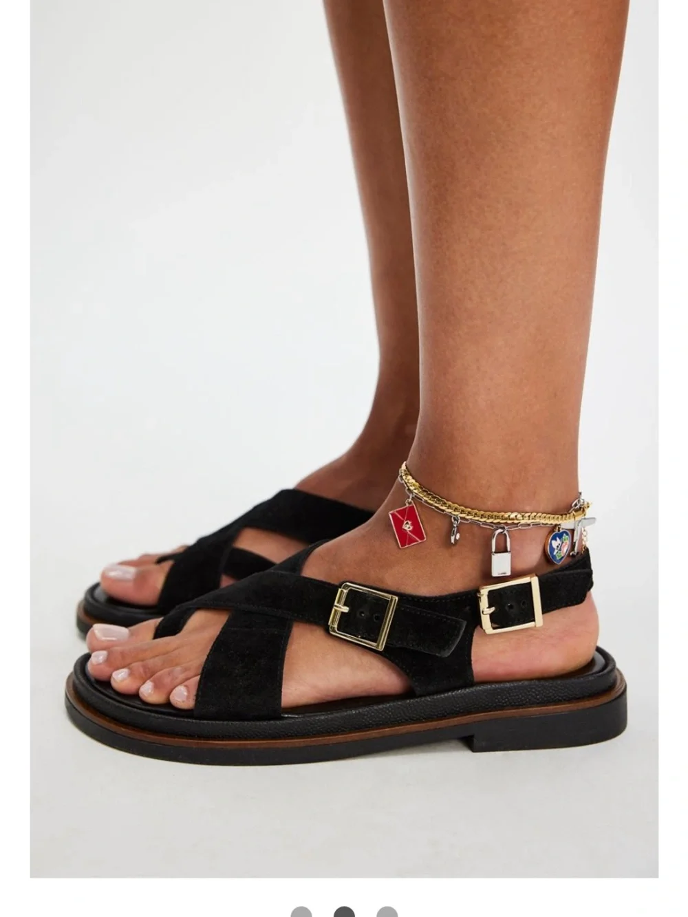 Free People Brown Suede Crisscross Buckle Sandals